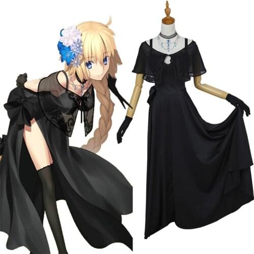 Game FGO Fate Grand Order Cosplay Costumes Saber Black Dress Joan of Arc Cosplay Costume Halloween Carnival Party Women Costumes