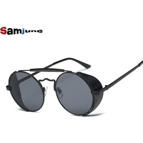 Round Metal Frame Steampunk Sunglasses Men Women Fashion Glasses Brand Designer Retro Vintage Redonda Sunglasses UV400 shades