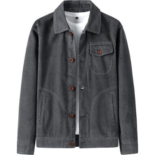 Oversized Jacket Men Corduroy Vintage Coat Solid Turn-down Collar Single Breasted Casual Outwear Cotton Men Autumn Spring Jacket