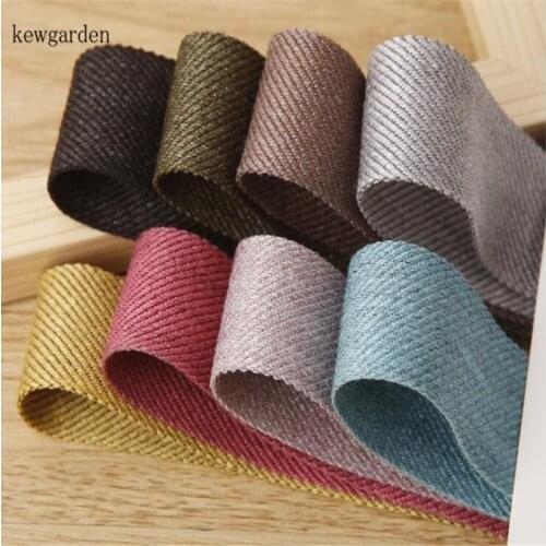 Kewgarden 1.5" 1" 25mm 38mm Twill Polyester Cotton Wool Ribbons DIY Bow Clothing Accessories Handmade Tape Webbing 10 Yards