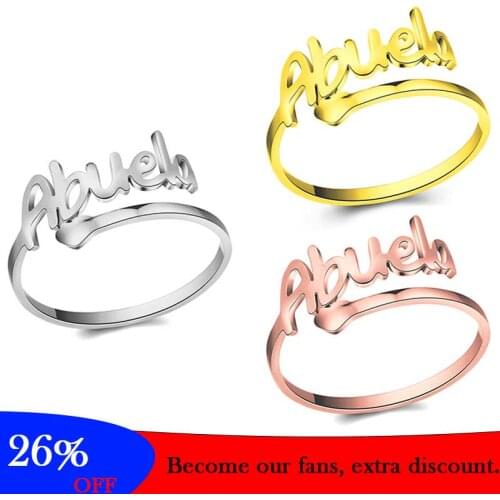 Minimalist Resizable Love Grandma Letter Rings For Women Stainless Steel Anillos Hombre Heart Jewelry Mothers Day Gifts