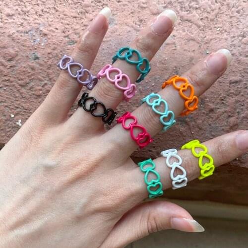 8Pcs Summer fashion high quality enamel heart shape minimalist style ring