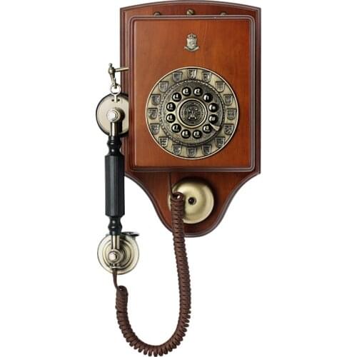 Wall-Mounted Vintage Telephone Retro Corded Landline Rotary Dial with Classic Electronic Ringtones, Hanging Handset for Home