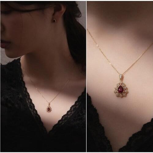 100% 925 Sterling Silver Necklaces Zircon Created Ruby Gemstone Pendant Choker Necklace Womens Neck Chain Fine Jewelry Gift