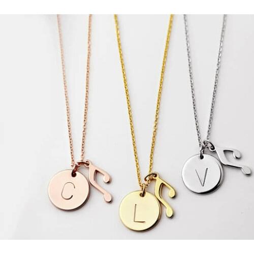 Personalized Initial Necklace Music Note Pendant Necklace Custom Monogram Music Teacher Gift Christmas Gift Dance N491
