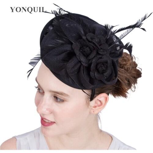 Wedding Black Fascinators Hats Fashion Feathers Decoration Millinery Hat Occasion Races Birthday Ladies Race Headbnd Cap SYF172