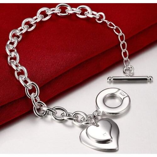 Fashion Jewelry Silver Chain Bracelet 925 Sterling Silver Heart Card Charm Bracelet for Women Birthday Gift Top Quality