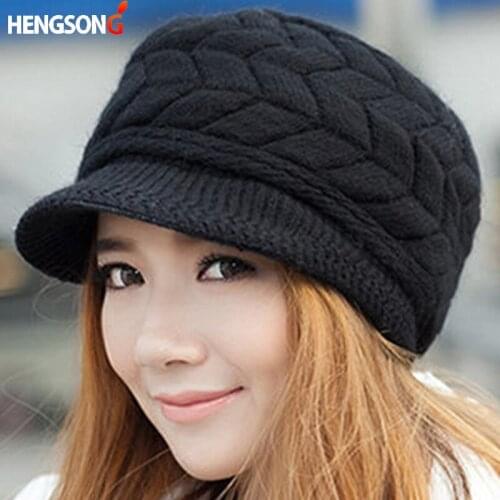 2021 Winter Women Hat Luxury Knitted Hats Female Soft High Elastic Warm Caps Beanies Headgear Girl Cap Solid Color