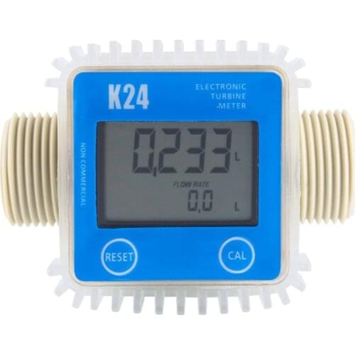 1 Pcs K24 Lcd Turbine Digital Fuel Flow Meter Widely Used For Chemicals Water