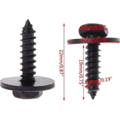 10 Pcs 4.8x19mm Self-Tapping Screws Captive Loose Washer 8mm Hex Head Black E7CA