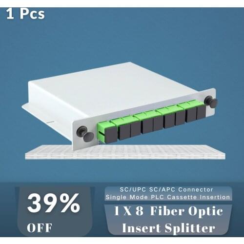 1X8 FTTH Fiber Optic Insert Splitter With SC/UPC SC/APC Connector 1PCS Single Mode PLC Cassette Insertion