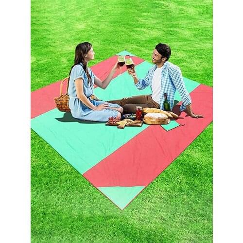 300x280cm Sand Free Beach Blanket Waterproof Nylon Beach Sand-proof Pocket Picnic Mat Outdoor Travel Camping Folding Blanket
