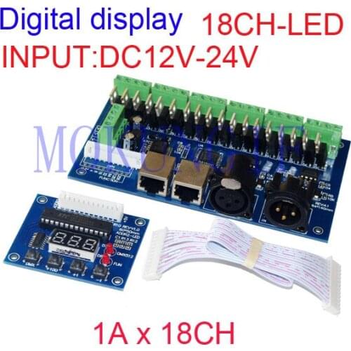 6pcs WS-DMX-18CH-LED,18 channel controller, 6groups RGB output,each channel max 3A, DC12V-24V,DMX512 with RJ45 DMX LED Decoder