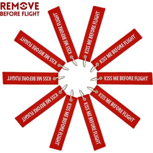 10PCS New Fabric Keychain Kiss Me Before Flight Holder Key Chain Label Chaveiro Charm Key Rings with Fabric Jewelry Wholesale