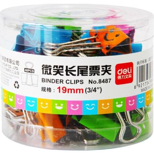 Deli 8487 stationery multicolour tail purse dovetail clip multicolour iron file folder metal smile binder clips