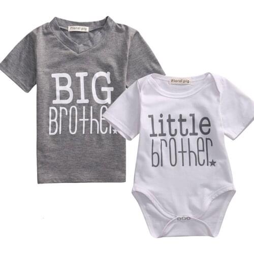 Newborn Big Brothers T-shirt / Little Brother Boy Romper Brothers Matching Tops Outfits Kids Clothes Family Matching Letter Top
