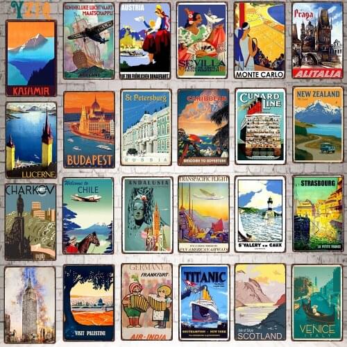 City Vintage Metal Metal Plates For Wall Bar Home Pub Art kitchen Coffee Decor 30X20CM DU-8691B