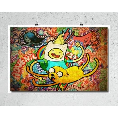 H270 Adventure Time Finn&Jake Cartoon Art Silk Poster Wall Sticker Silk Poster Art Home Decoration Christmas gift