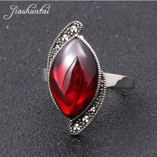 JIASHUNTAI Retro 100% 925 Sterling Silver Rings For Women Natural Precious Stones Vintage Thai Silver Ring Jewelry Gifts