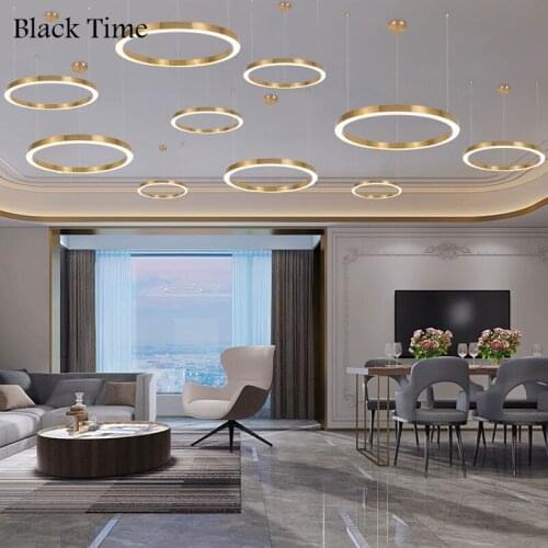 Round LED Chandelier Modern Simple Chandelier Lamp for Living Room Bedroom Dining Room Kitchen Home Indoor Ceiling Hanging Lamp