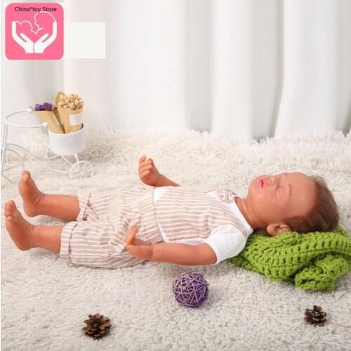 22inch 56cm New Eyes Closed Boys Doll Silicone Rebirth Hair and Skeleton Doll Toys Gift