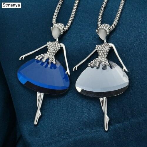 Hot Fashion Women crystal Necklace Crystal Ballet Girl Pendant Party Gift Jewelrty N1136