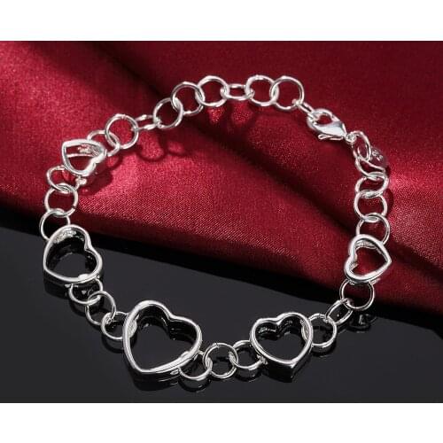 Hot new 925 sterling silver heart Bracelets for woman men classic Wedding party Christmas Gift high quality fashion Jewelry