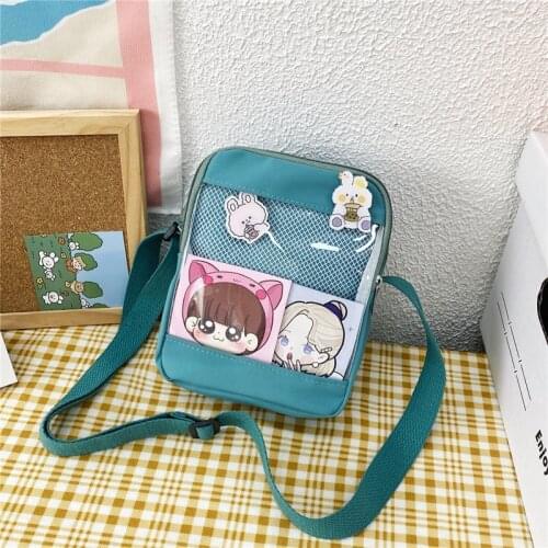 Little fresh girl canvas small bag 2021 new Korean fashion canvas bag transparent one-shoulder mobile phone bag for women