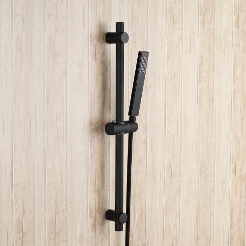 Matte Black Solid brass bathroom Handheld Shower Head with Adjustable stainless steel Slide Bar