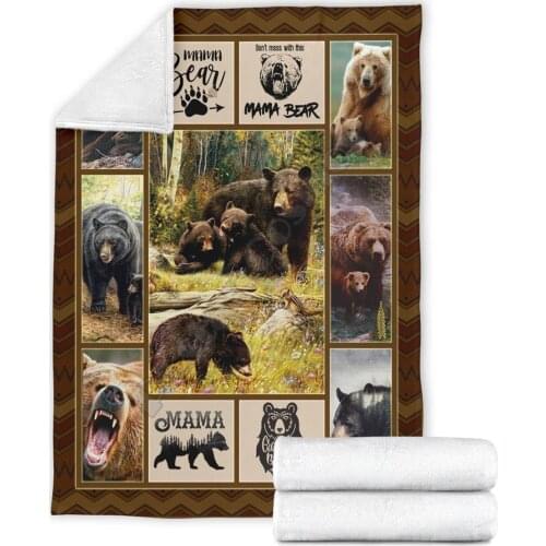 Mama Bear Fleece Blanket 3D full printed Wearable Blanket Adults/kids Fleece Blanket Sherpa Blanket Drop Shipping 07