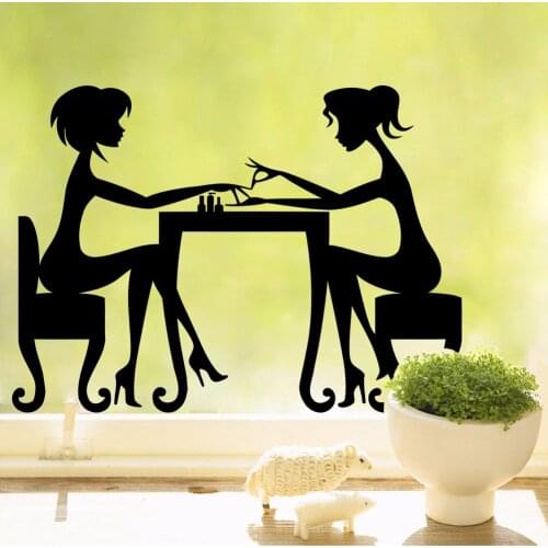 Fashion Girl nails vinyl decal fancy sticker wall art home nail shop salon 42X59CM