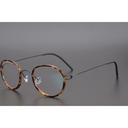 Luxury Titanium Glasses Frame Men Women Round Myopia Prescription Optical Eyeglasses Frame Male Retro Denmark Screwless Eyewear