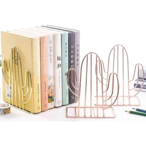 Rose Gold Wrought Iron Book Stand Creative Metal Book Stand Desktop Storage Rack,Office Accessories Desk Organizer