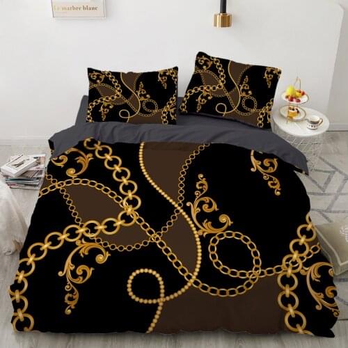 Luxury 3D Bedding set Europe Queen King Double Duvet cover set Bed linen Comfortable Blanket/Quilt cover Bed Set Black gold