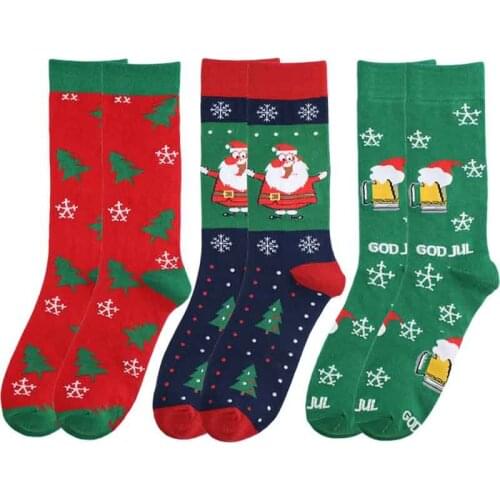 Christmas Socks Unisex Women Cartoon Cute Santa Claus Snowman Snowflake Winter Adult Hosiery Cotton Personality Socks Harajuku