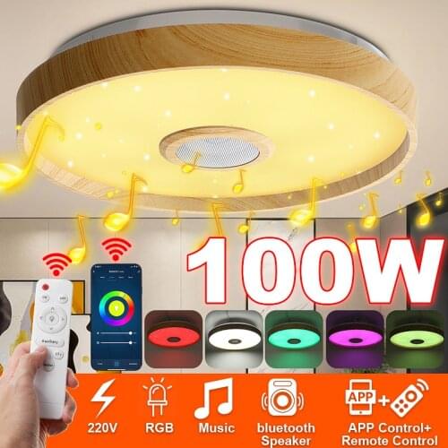 100W Modern LED Ceiling Light Smart Phone bluetooth Music Speaker APP Remote Control Light RGB Dimmable Bedroom Ceiling Lamp