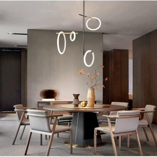 Nordic Postmodern Design LED Pendant Lights Creativity Shadeless Ring Pendant Lamps Magnetic attraction lamp for Living Room Bar