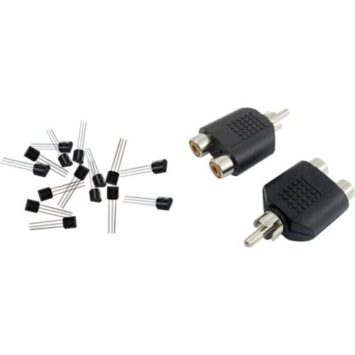 Top 2 Pcs AV Audio 1 RCA Male Plug To 2 Female RCA Adapter With 15 Pcs MAC97A6 97A6 Bi-Directional Triac Thyristor