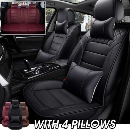 Universal PU Leather Car Seat Covers Automotive Seat Cover Set Red Brown Front Rear Seat Cushion Auto Accessories
