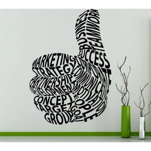 Thumbs Up Wall Decal Business Motivation Words Office Studio Interior Decor Door Window Vinyl Stickers Creatives Wallpaper Q562