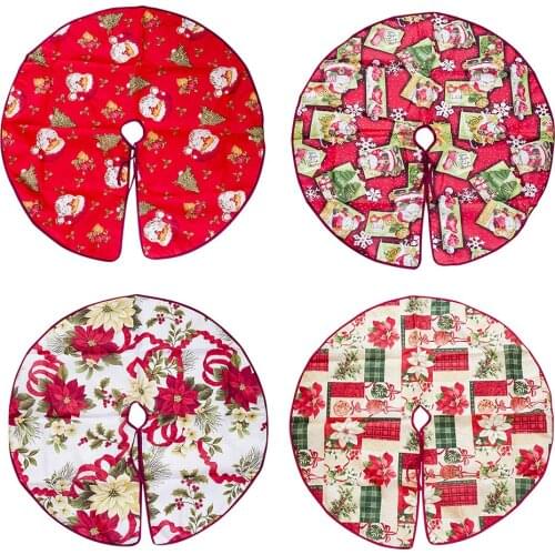 Christmas Tree Skirt Cloth Cartoon Santa Base Tree Apron Festival Floor Mat for Home New Year Party Props Decoration 90cm Santa