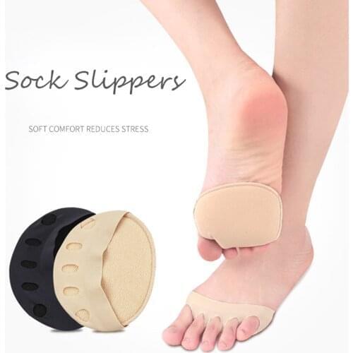 Sponge Ice Silk Women Socks Anti-slip Lining Open Toe Heelless Liner Sock Invisible Forefoot Cushion Foot Pad Cotton Socks