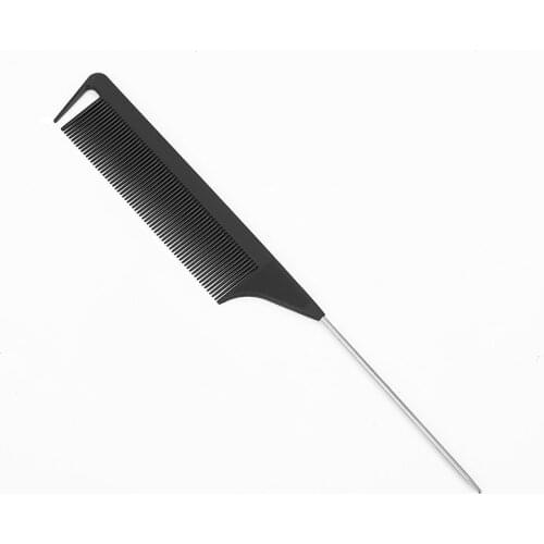 1PCs 220x28x4mm Black Fine-tooth Metal Pin Anti-static Hair Style Rat Tail Comb Hairdressers Hair Styling Tool For Beauty New