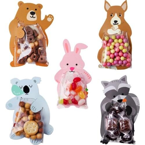 10pcs Animal Cookies Bags Candy Biscuit Packaging Bag Birthday Wedding Christmas Gift Wrap Easter Party Decoration Supplies DIY