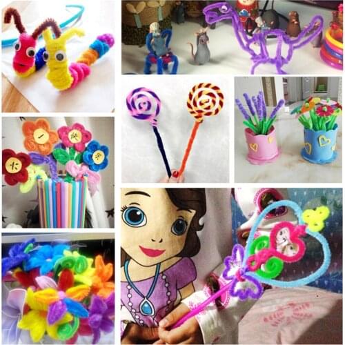 100pcs Montessori Materials Chenille Children Educational Toy Crafts For Kids Colorful Pipe Cleaner Toys Craft K0225