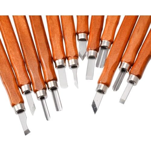 12pcs DIY Woodcut Knife Sculpture Wood Carving Tools Woodworking Hobby Arts Crafts Cutter Graver Sculpt Pottery Ceramic Clay