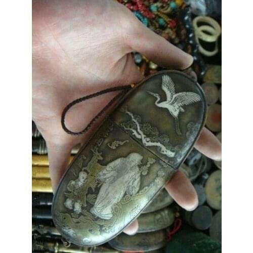 15.2 cm * / Chinese bronze bronze crane immortal bird god can use glasses box