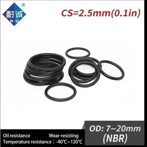20PCS/lot Rubber Black NBR CS2.5mm OD7/8/9/10/11/12/13/14/15/16/17/18/19/20mm O Ring Gasket Oil resistant waterproof