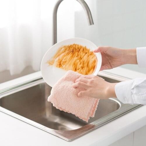 4PCS 29CMx29CM Microfiber Coralline Cloth Wash Rag For Kitchen Dish Cleaning