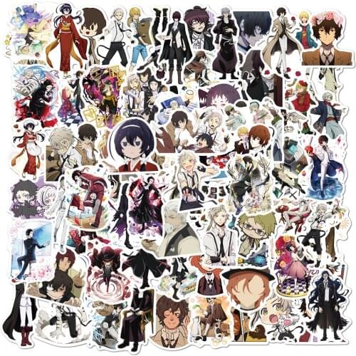 50/100pcs Bungo Stray Dogs Anime Sticker Stickers PVC Graffiti Stickers Suitcase Luggage Guitar Car Waterproof For Children Toys